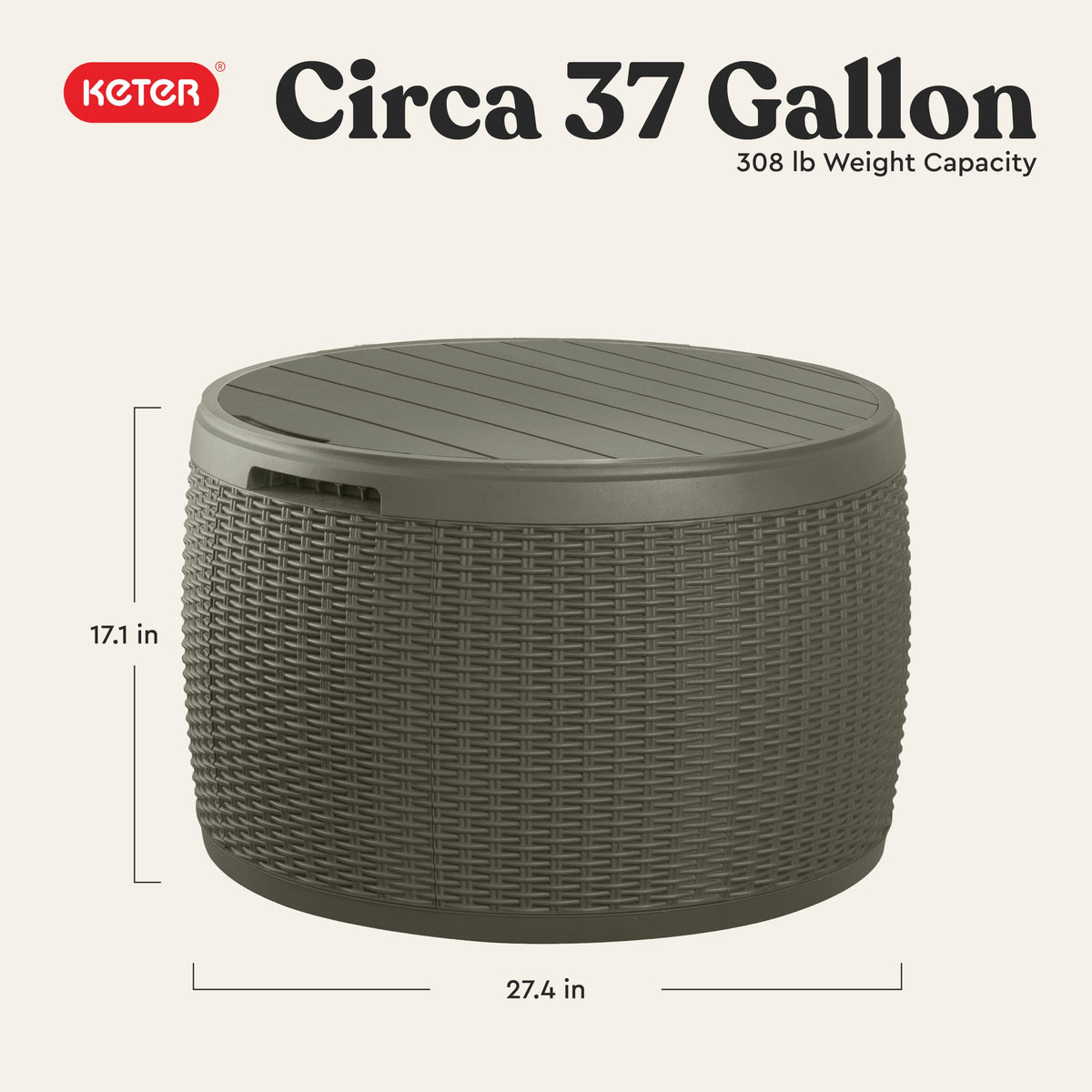 37-Gallon Round Deck Box