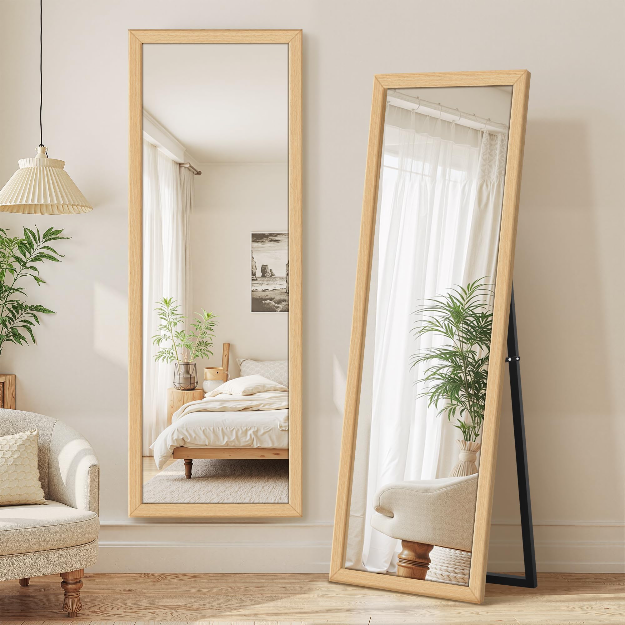 Full Length Standing Mirror with Wooden Frame