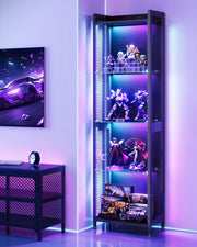 4-Tier LED Display Cabinet with Glass Shelves