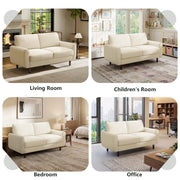 WorthFurni 68" Loveseat Sofa, Comfy Chenille Fabric Couches for Living Room with Spring Cushion and Solid Wood Frame, Modern Deep Seat Couch for Bedroom, Apartment, Office, Easy Assembly, Beige
