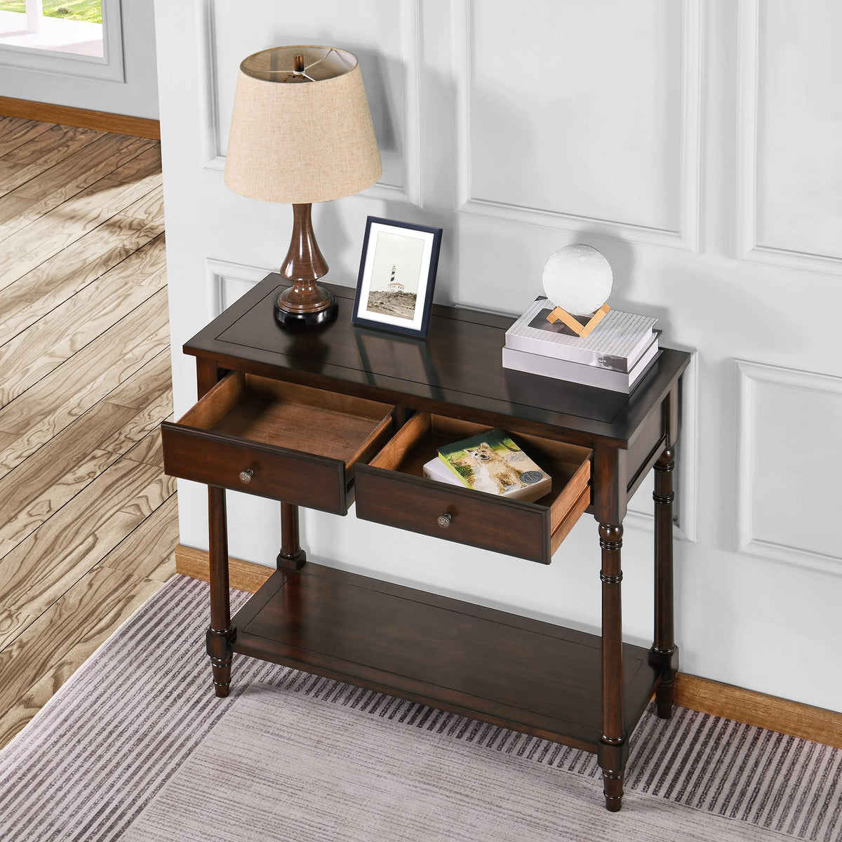 Solid Wood Console Table with Drawers