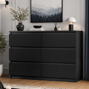 Black Fluted 6-Drawer Dresser