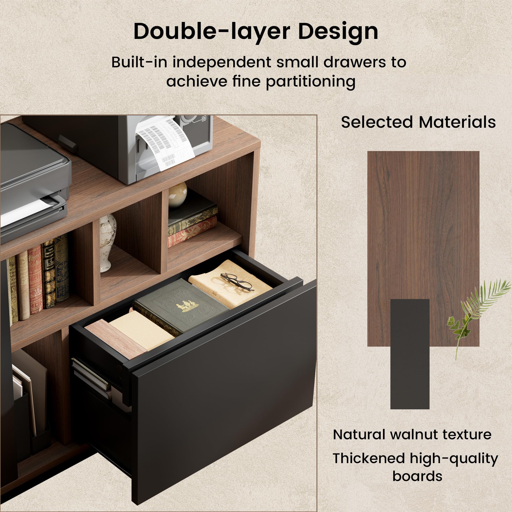 Office Storage Cabinet with Drawers & Adjustable Shelves
