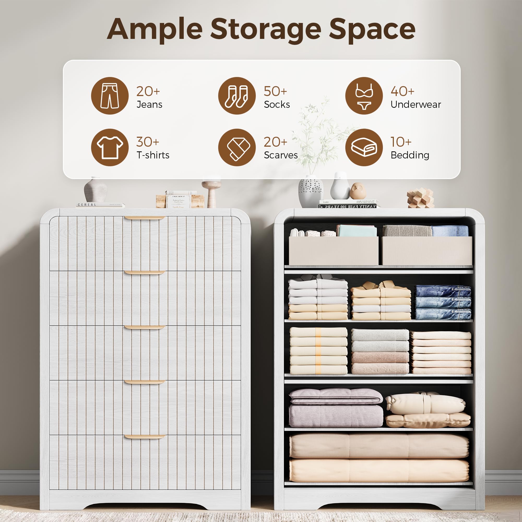 Fluted 5-Drawer Dresser