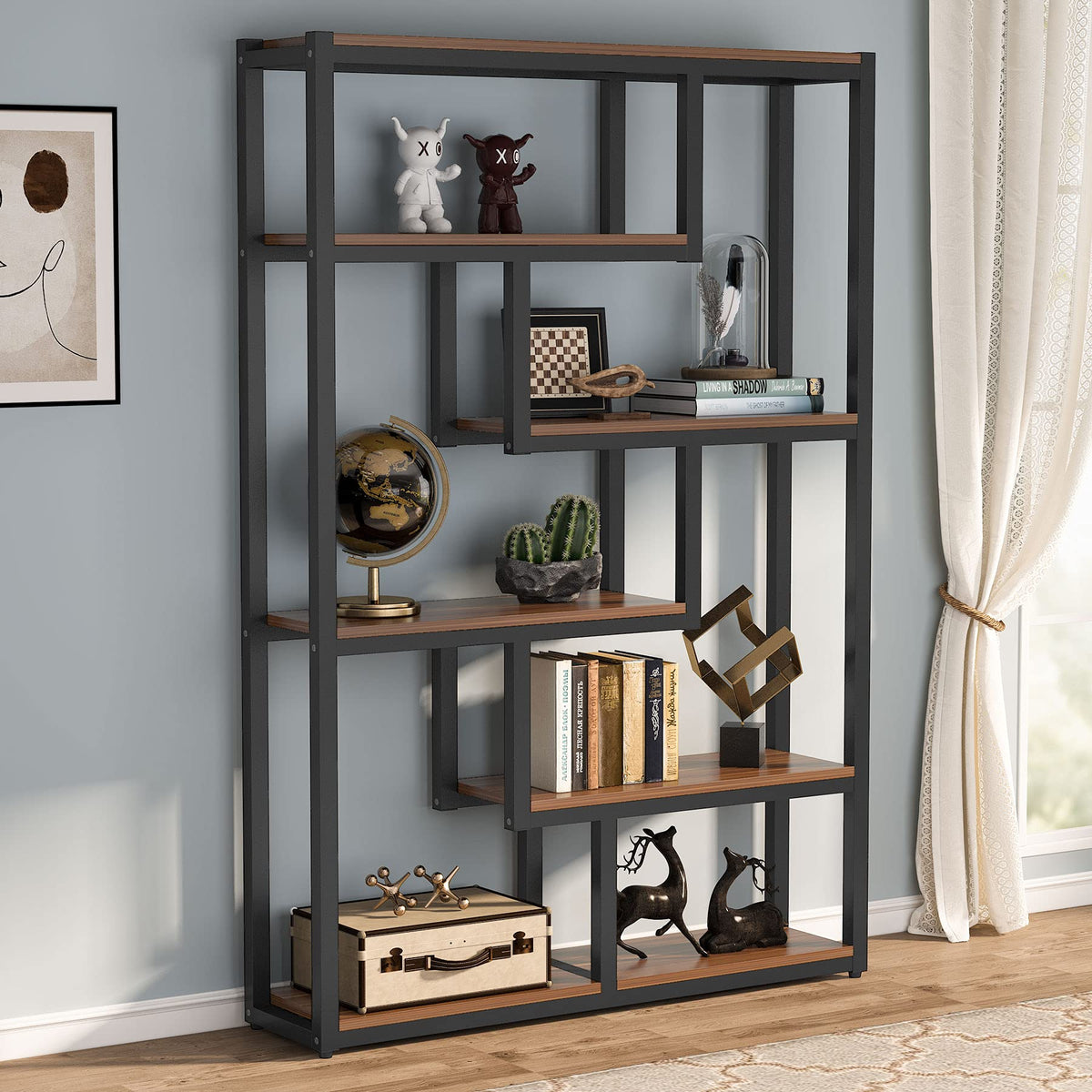 6-Tier Industrial Bookshelf