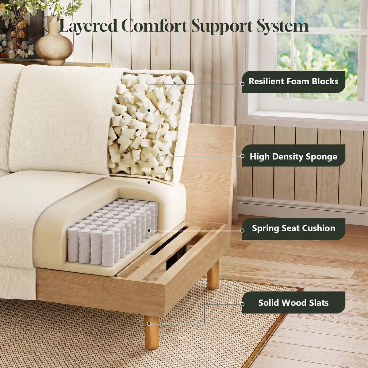 WorthFurni 68" Loveseat Sofa, Comfy Chenille Fabric Couches for Living Room with Spring Cushion and Solid Wood Frame, Modern Deep Seat Couch for Bedroom, Apartment, Office, Easy Assembly, Beige