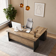 63" L-Shaped Executive Desk with Locking Drawer