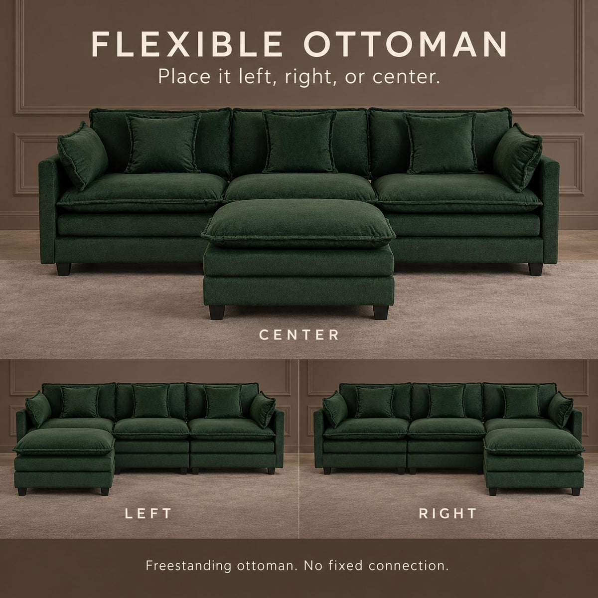 Chenille Sofa with Ottoman