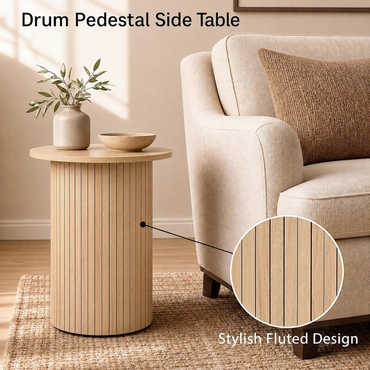 Round Fluted Side Table