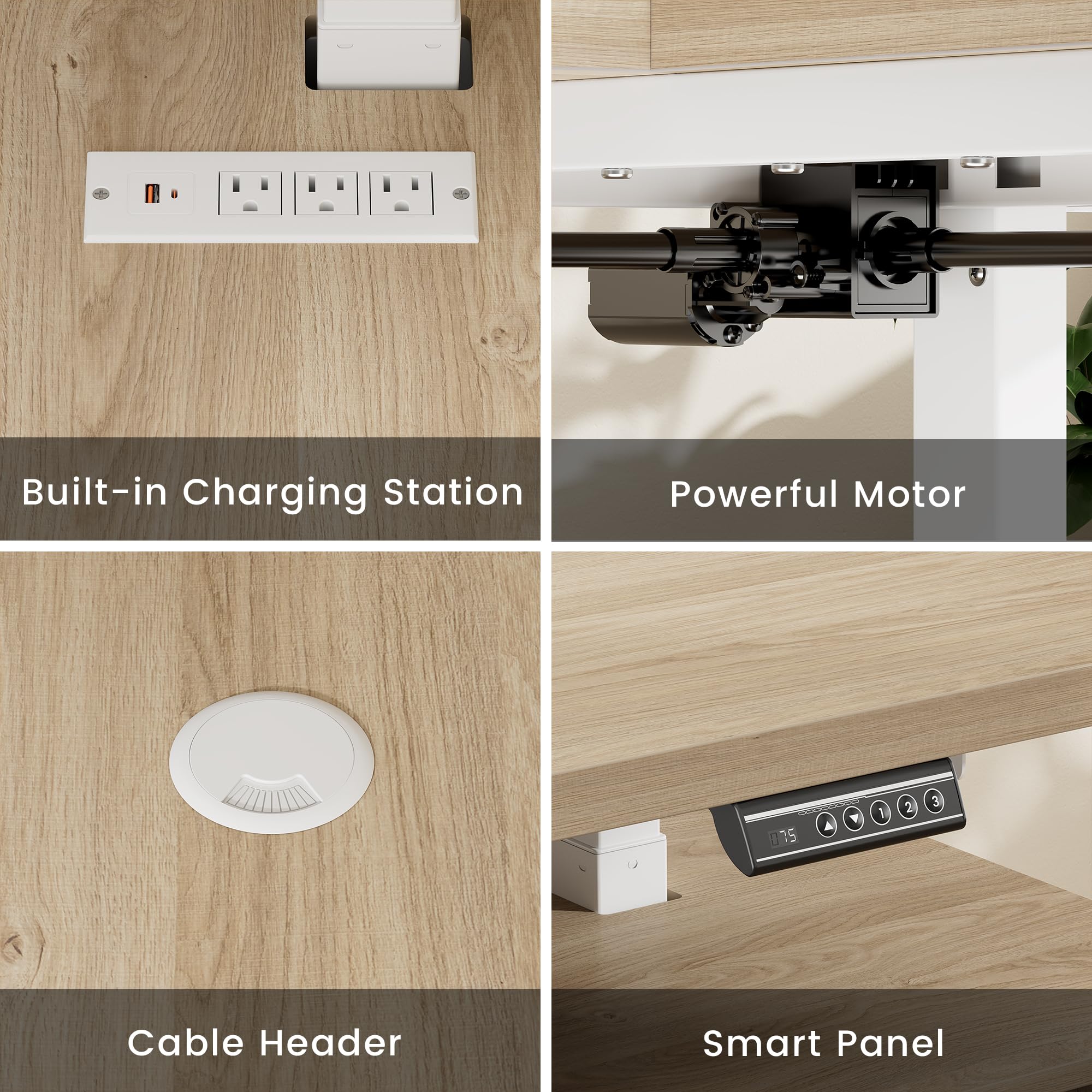 L-Shaped Electric Standing Desk with Drawers & Privacy Panel
