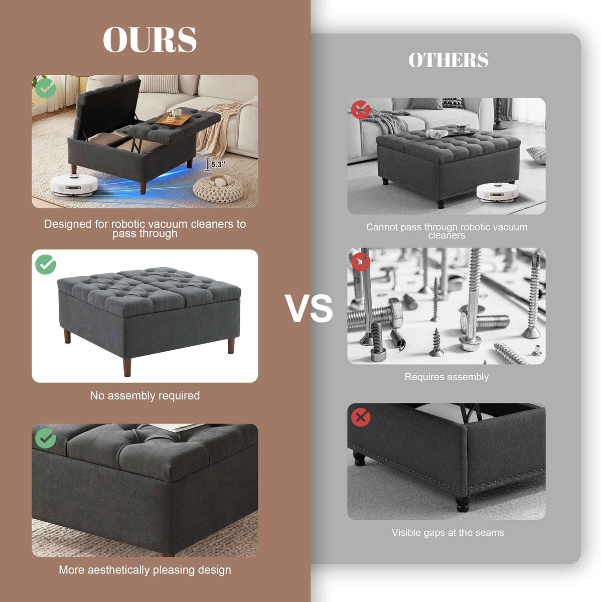 Square Lift-Top Storage Ottoman