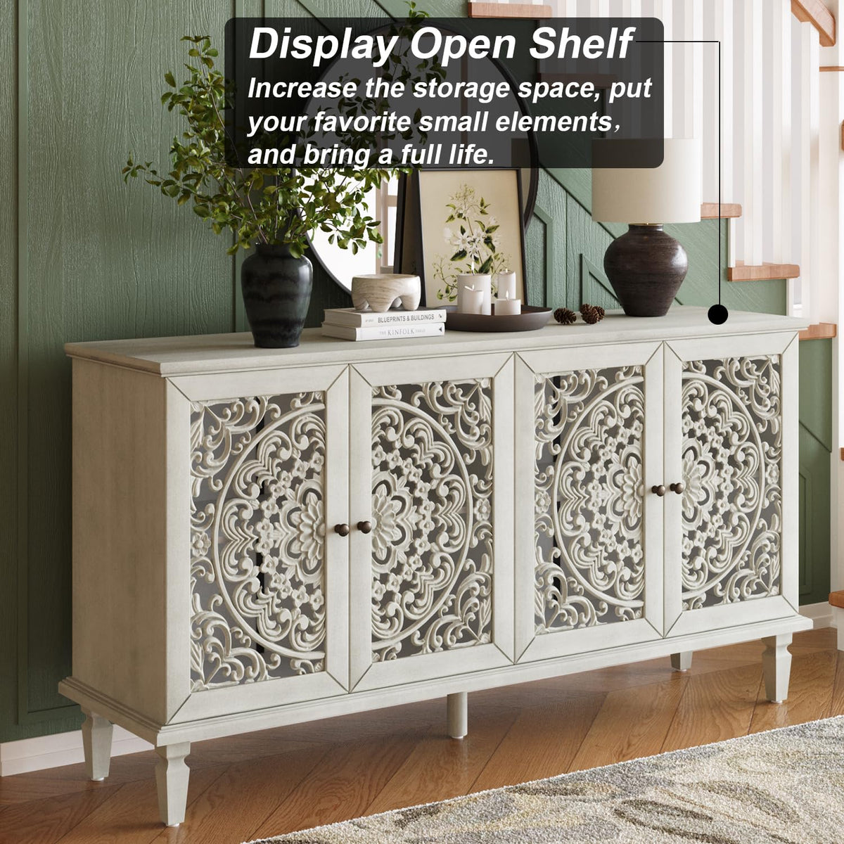 WILSHINE 60" Sideboard Buffet Cabinet with Storage Accent Cabinet Credenza