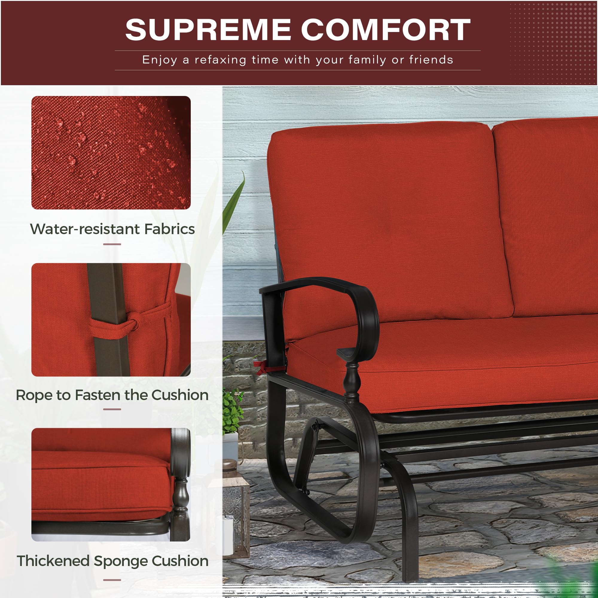 Outdoor Patio Glider Loveseat for 2