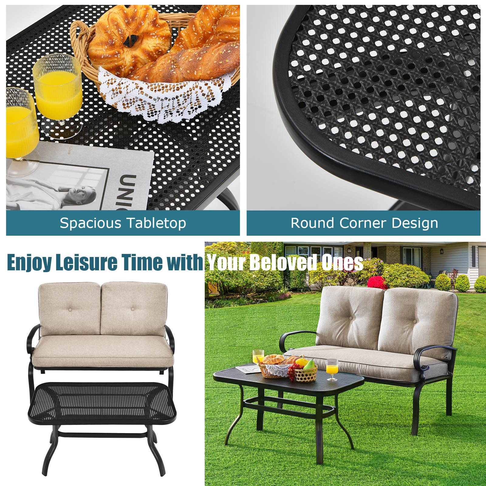 2-Piece Patio Loveseat & Coffee Table Set