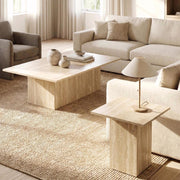 Faux Travertine Coffee & End Table Set