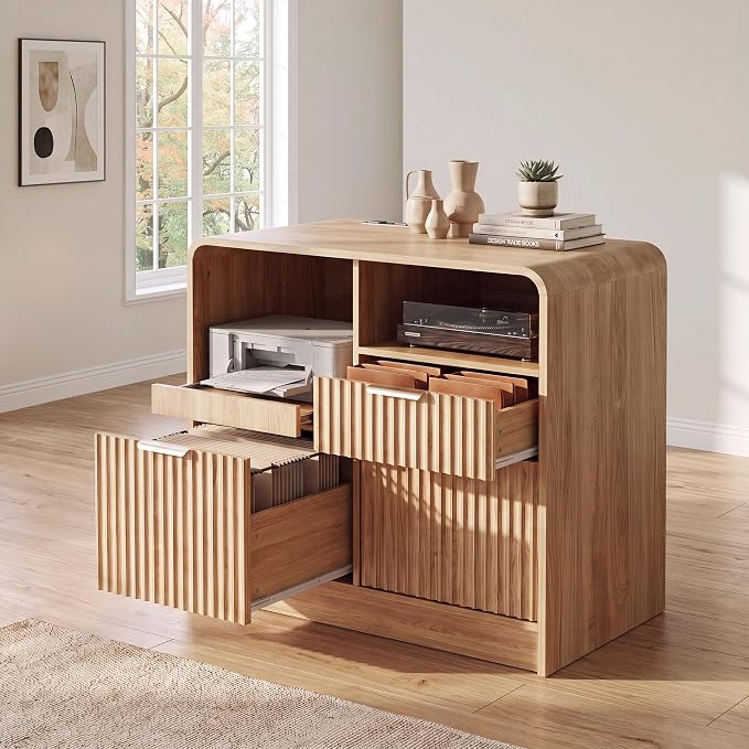Fluted 3-Drawer File Cabinet