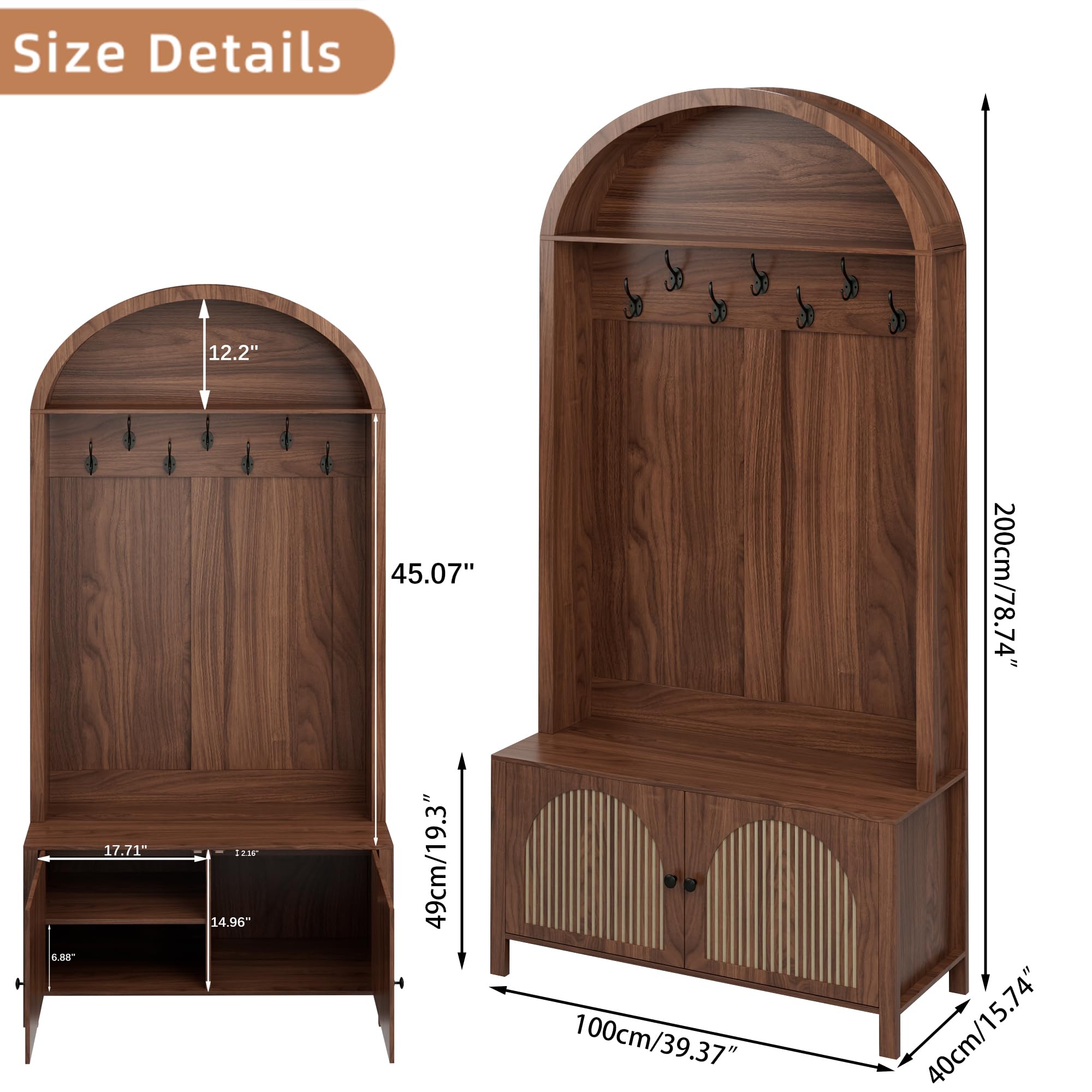 Hall Tree with Bench & Shoe Storage
