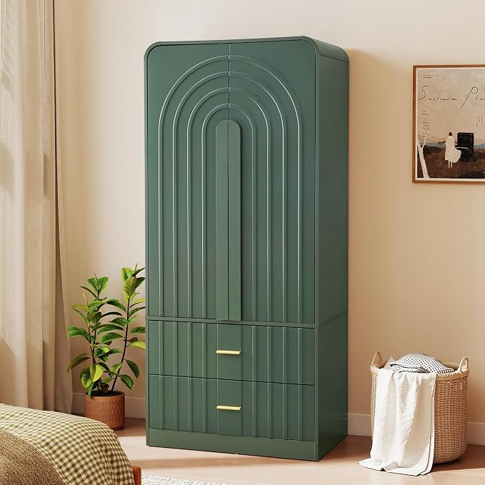 Arched Fluted Wardrobe with Drawers