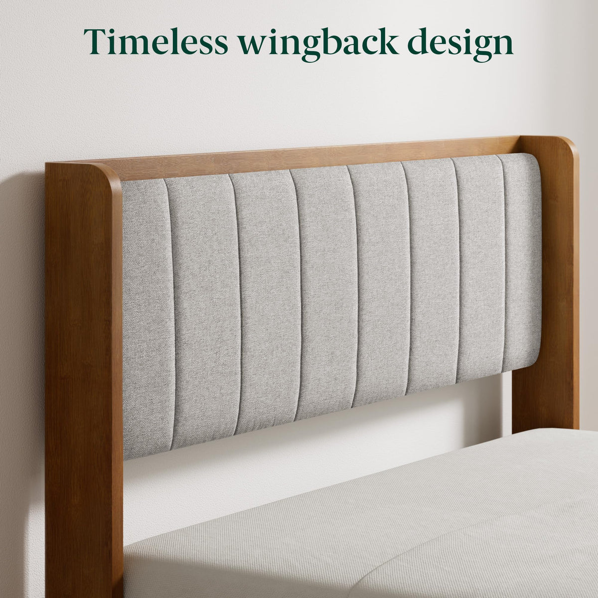Queen Bamboo Wingback Platform Bed