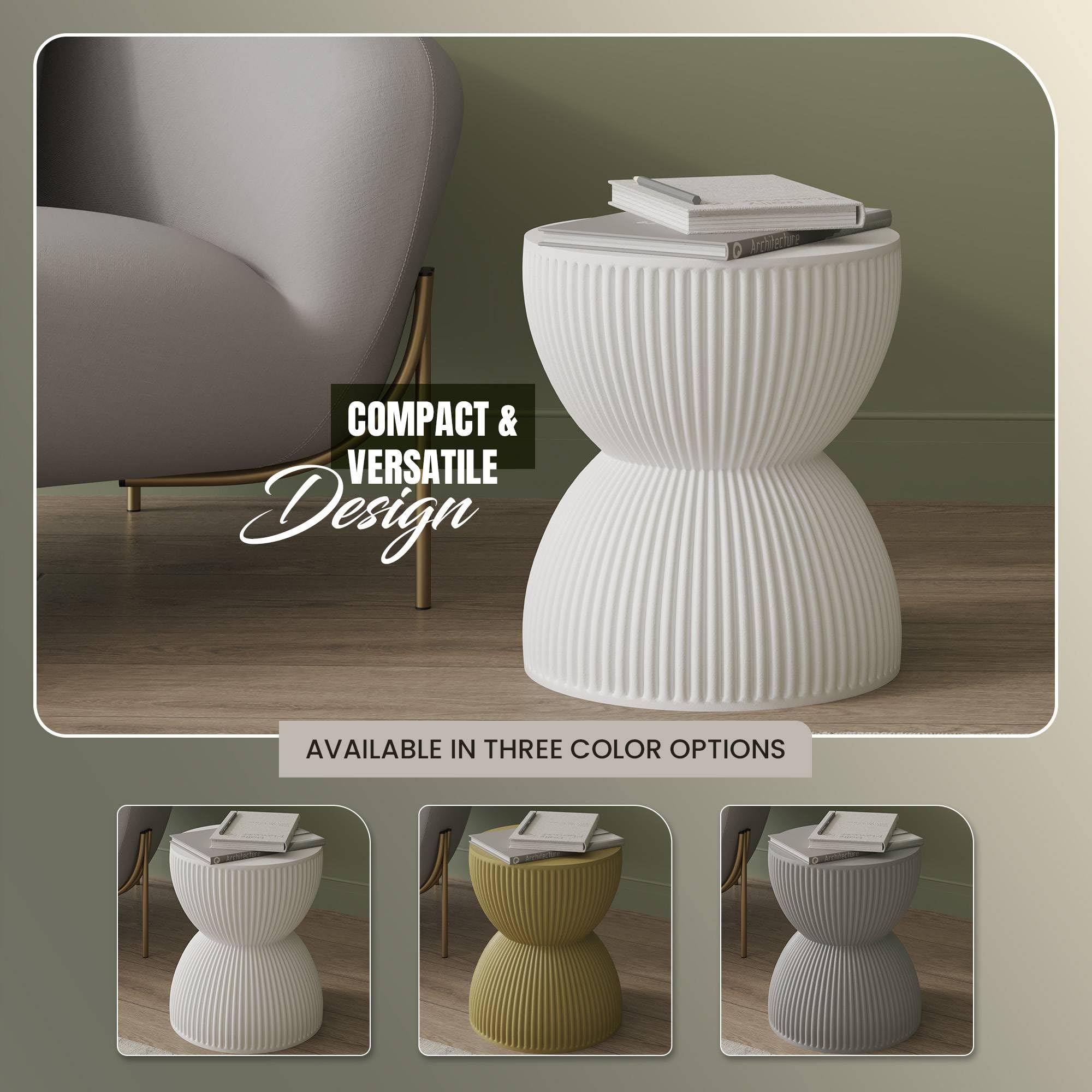 15" Round Hourglass Fiberstone Side Table