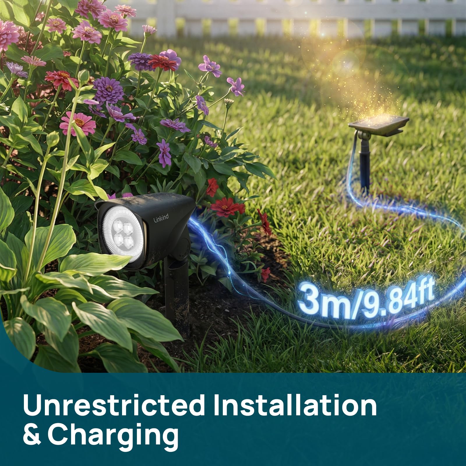 Solar Spotlight Outdoor – Dual-Ring, Color Changing, IP66 Waterproof