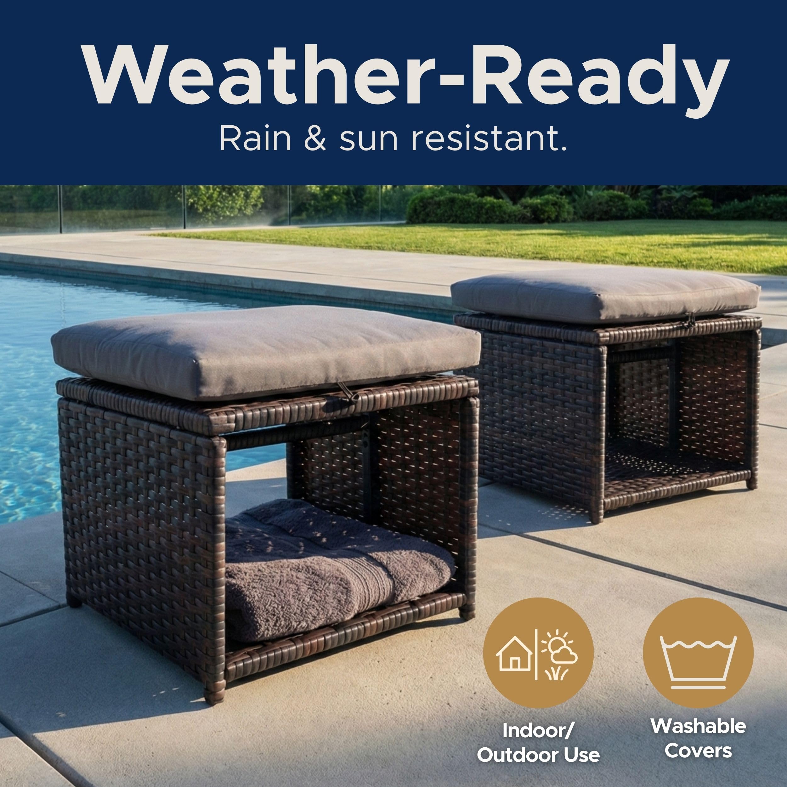 Outdoor Storage Ottoman Set of 2