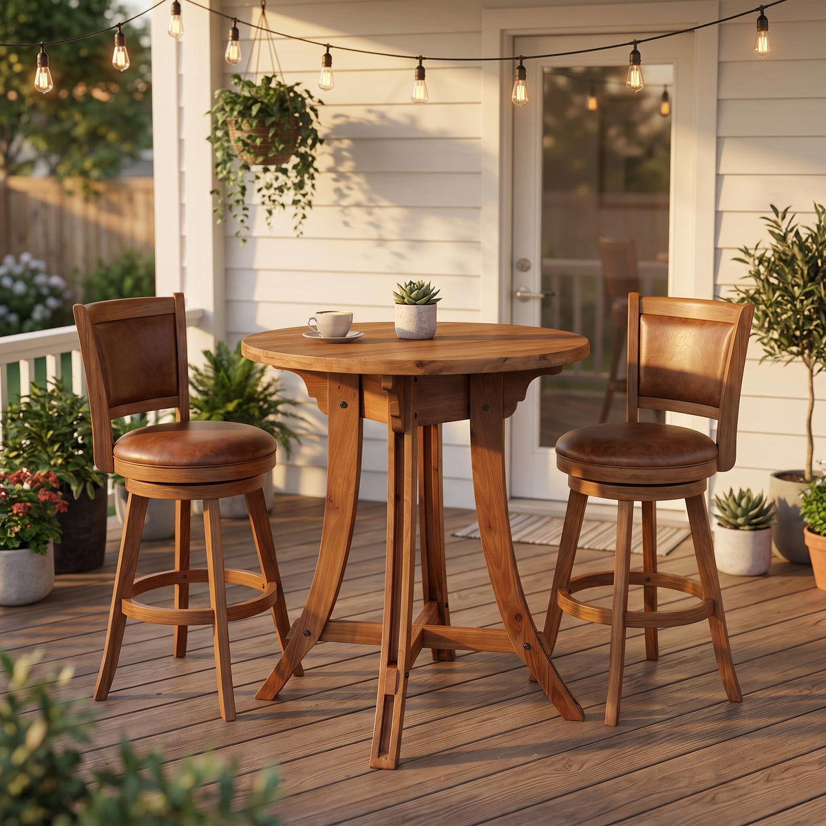 Round Solid Wood Bar Table