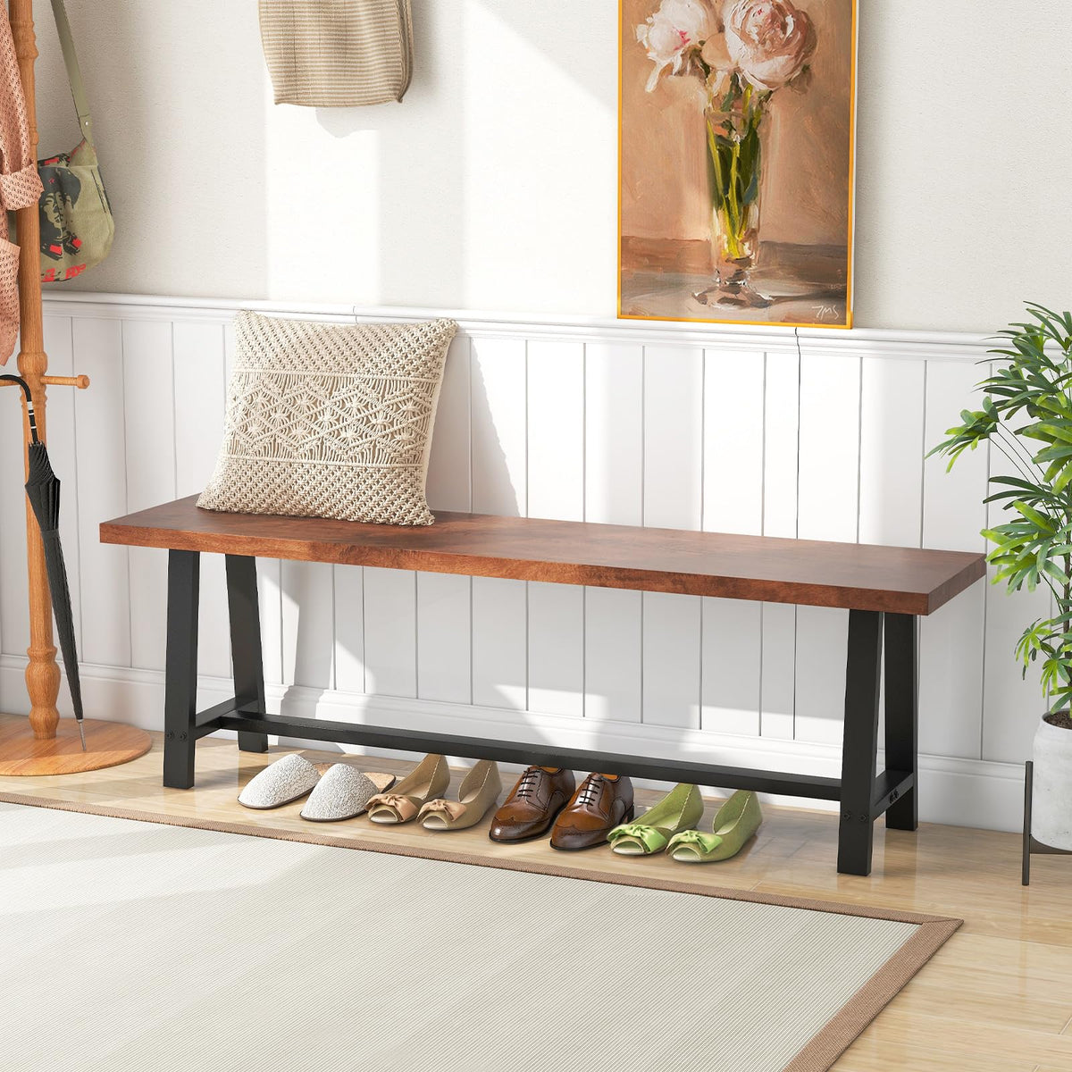 Rustic Wood Dining Bench