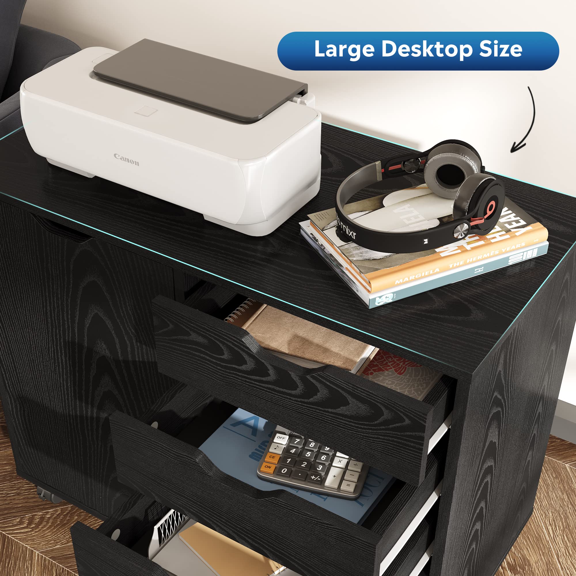 5-Drawer Mobile File Cabinet with Door & Printer Stand