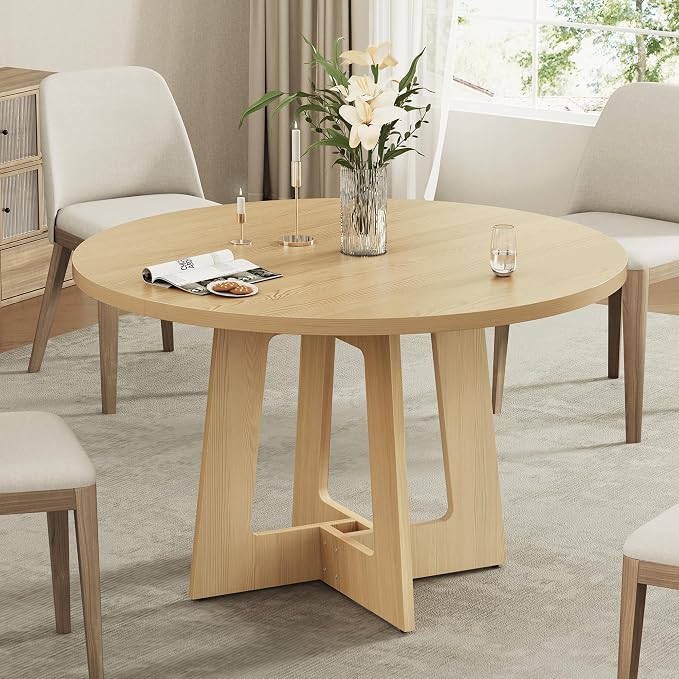 Round Faux Marble Dining Table