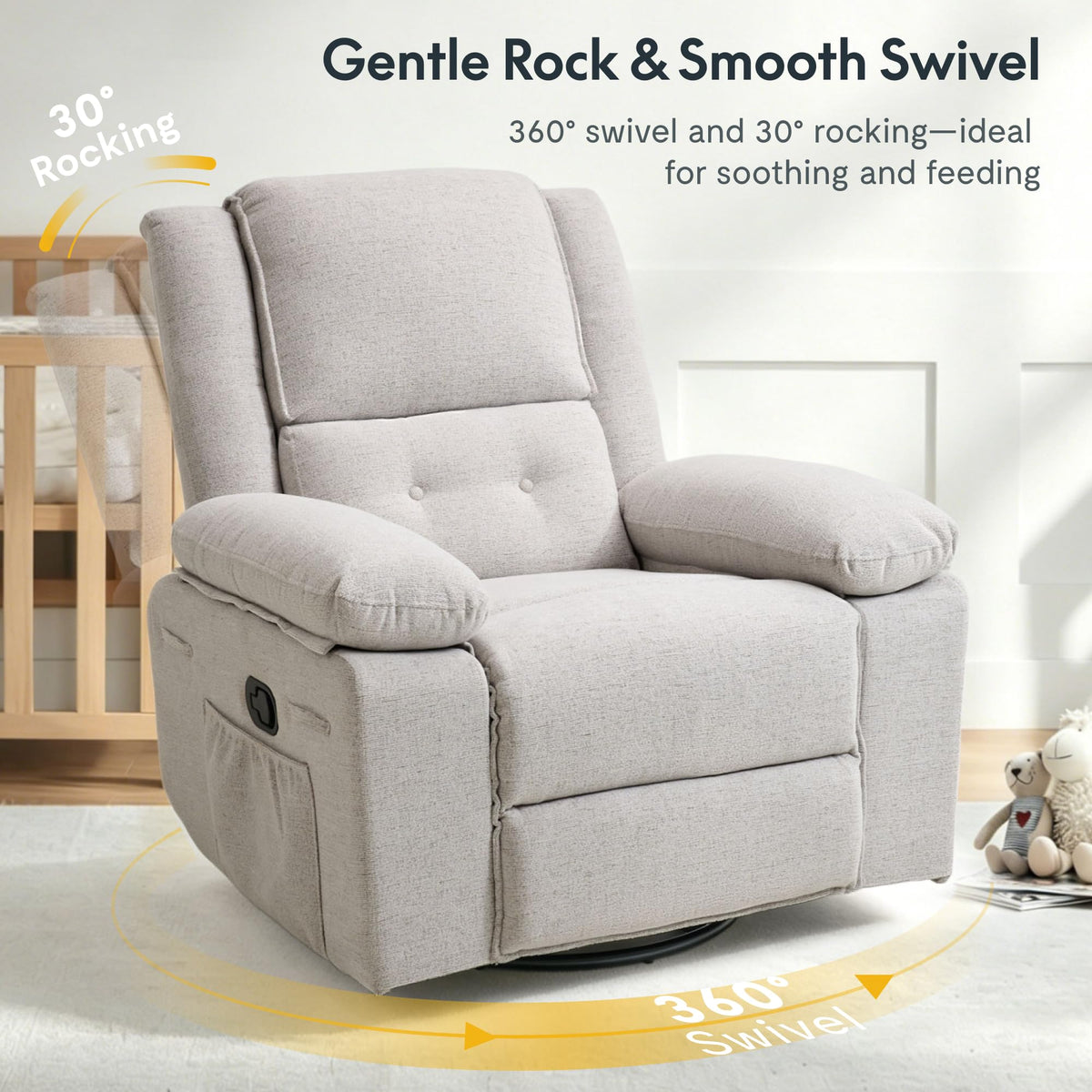 FLEXISPOT XRC2 360° Swivel Nursery Rocking Recliner with Massage & Heat