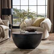 Round Hammered Metal Coffee Table
