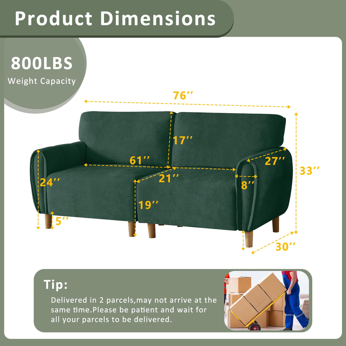 Chenille Loveseat Sofa