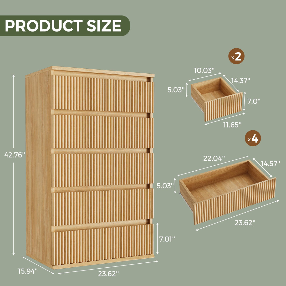 6-Drawer Fluted Dresser
