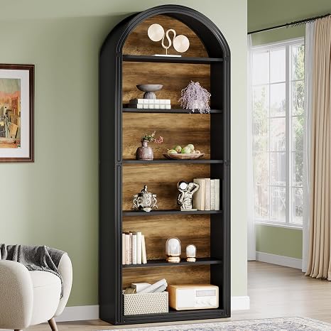 6-Tier Arched Bookcase with Open Display Shelves