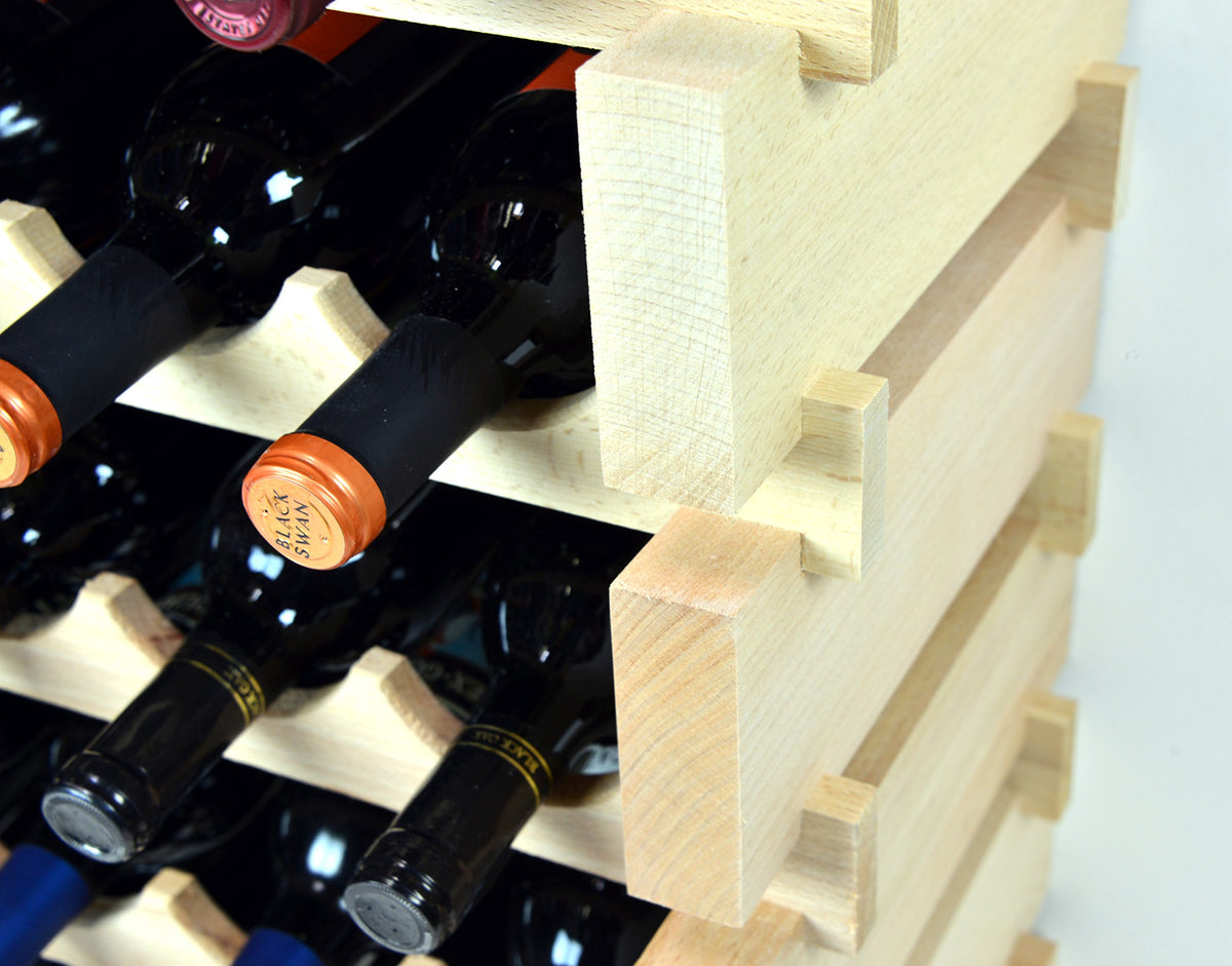 sfDisplay.com,LLC. Modular Wine Rack Beechwood 32-96 Bottle Capacity 8 Bottles Across up to 12 Rows Newest Improved Model (80 Bottles - 10 Rows)