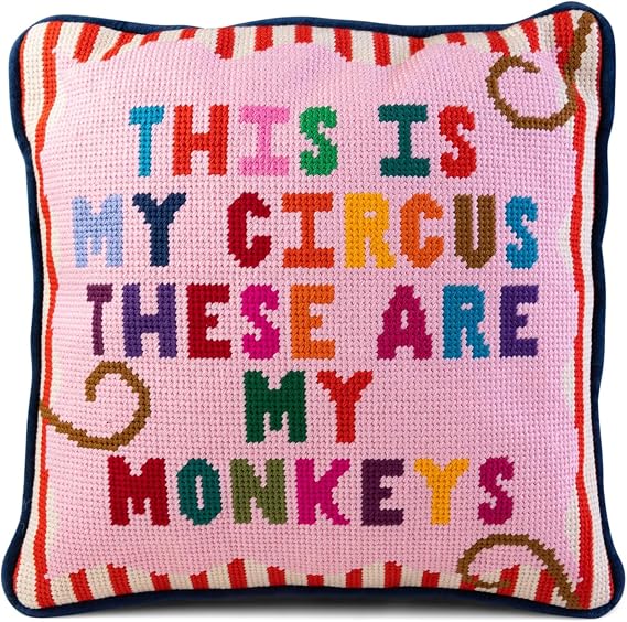 Slogan Needlepoint Throw Pillow