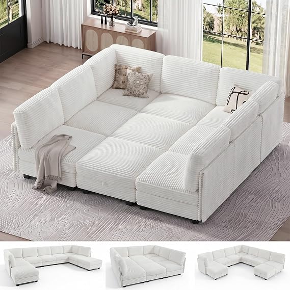 Modular Sectional Sofa with Adjustable Backrest
