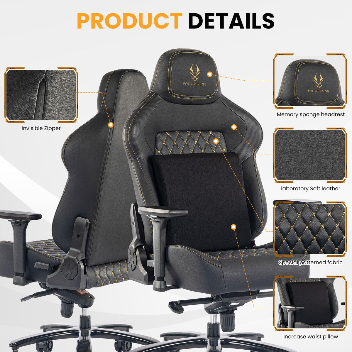 Big and Tall Gaming Chair 440LBS Gaming Chair with Metal Base Memory Foam Lumbar 4D Adjustable Armrest Computer Chair for Heavy People Ergonomic High-Back Computer Chair
