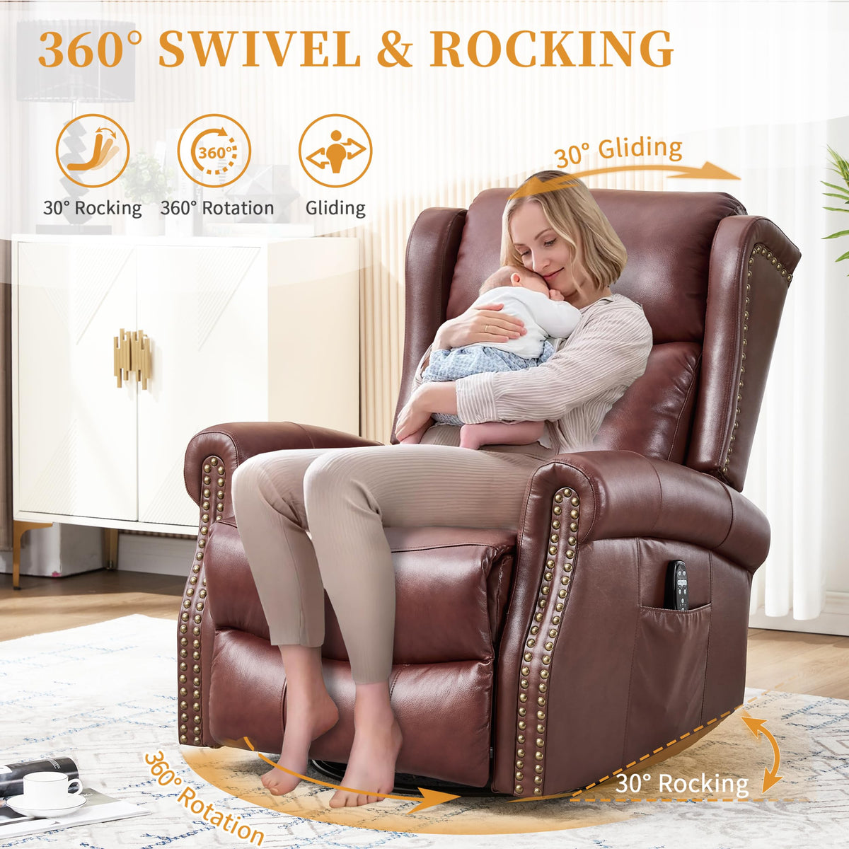 Leather Swivel Massage Recliner