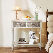 SUNBURY 31.5" Vintage Entryway Console Table, 2 Drawers, Beige
