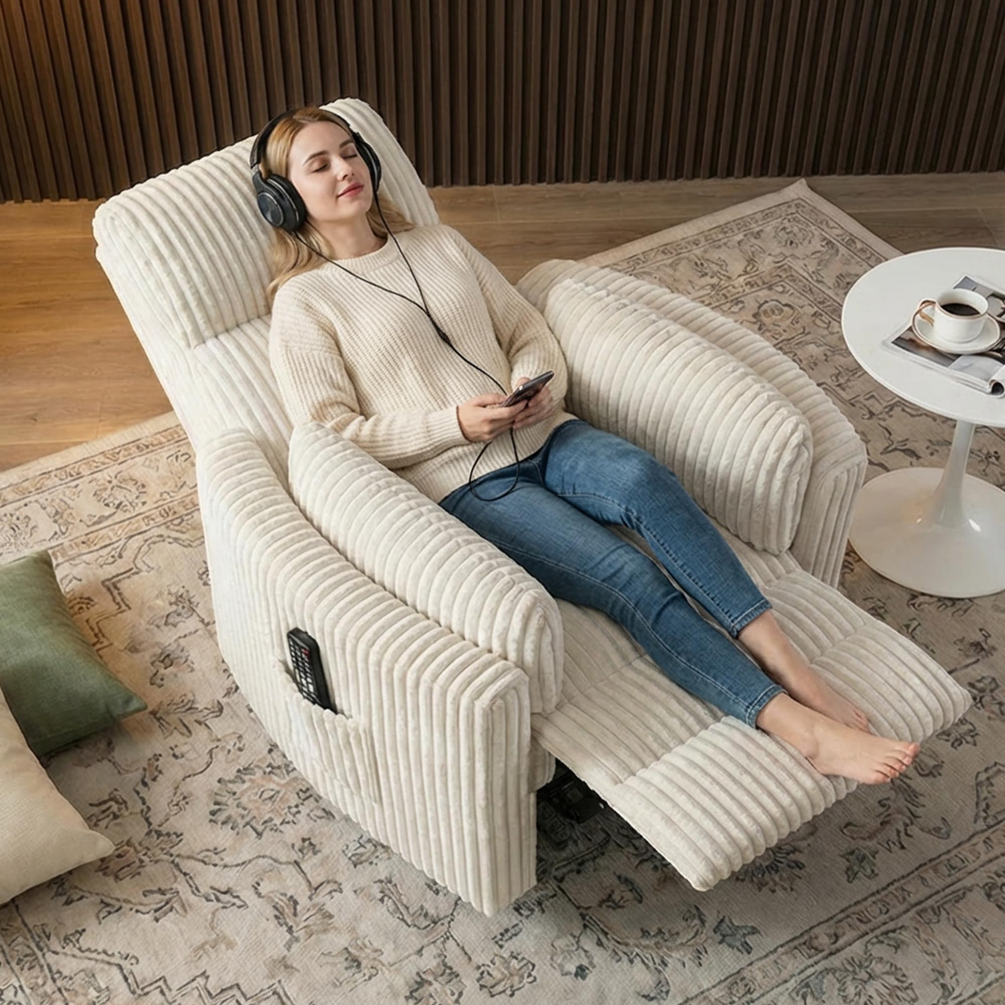Power Lift Recliner Chair – Round Plush Faux Fur with Footrest