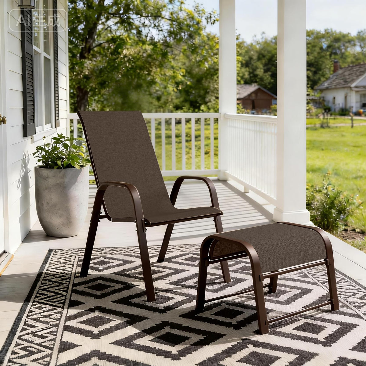 Stackable Patio Ottomans, Set of 2