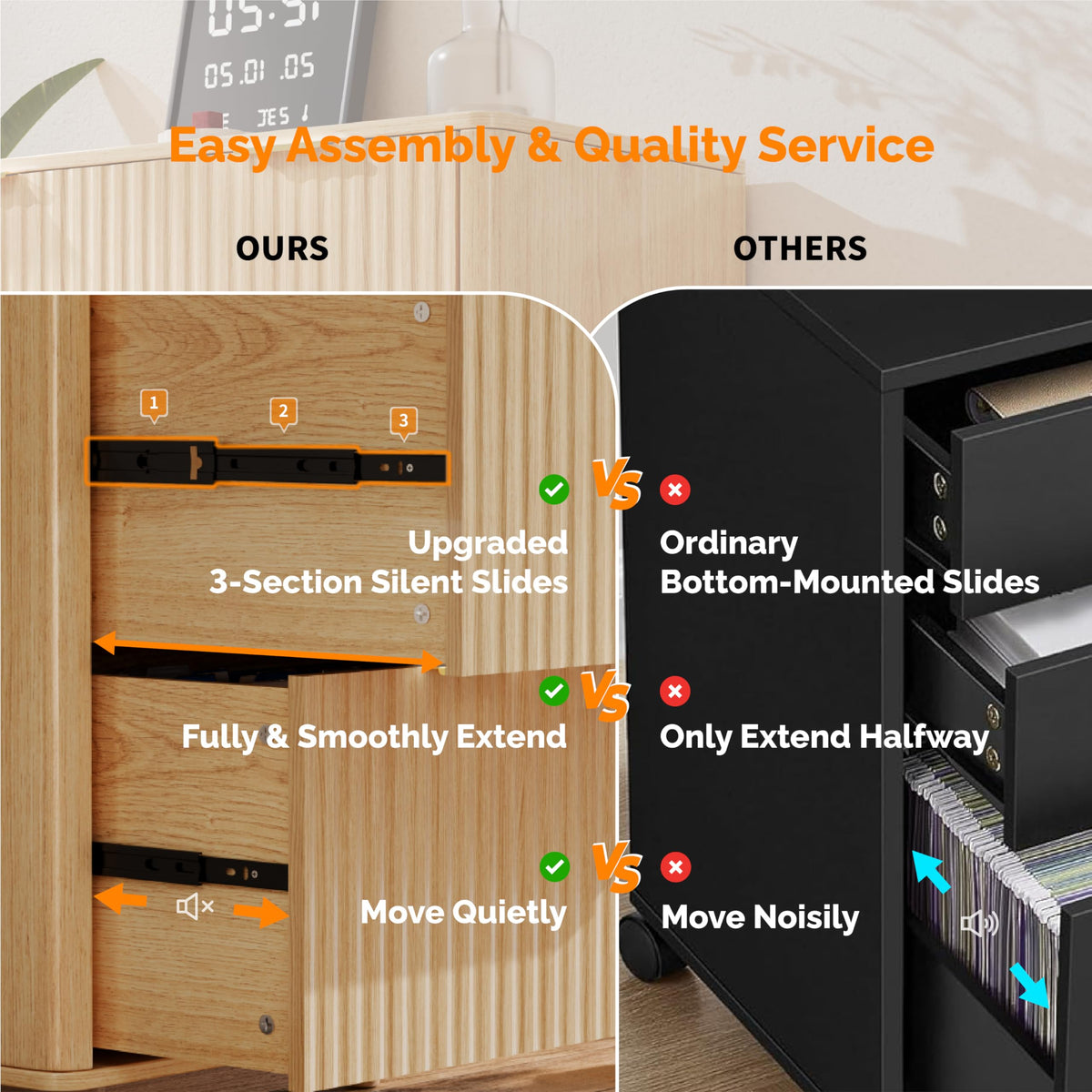 Bonnlo 2 Drawer File Cabinet, Home Office Filing Organizer, for Letter Legal A4 Size File Folder Storage, Modern Style Fluted Design, Wood Lateral Filing Cabinet, Printer Stand, Archivador, Oak