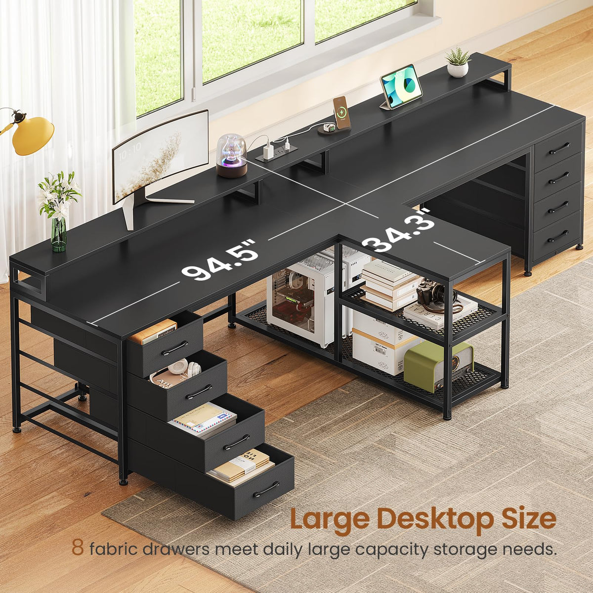 Two-Person Gaming Desk with Drawers