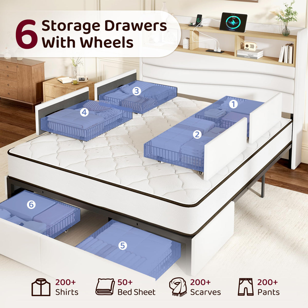 Queen Upholstered Storage Bed Frame