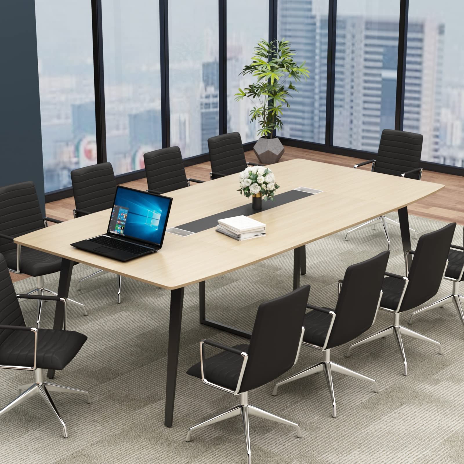 8FT Boat-Shaped Conference Table with Grommet