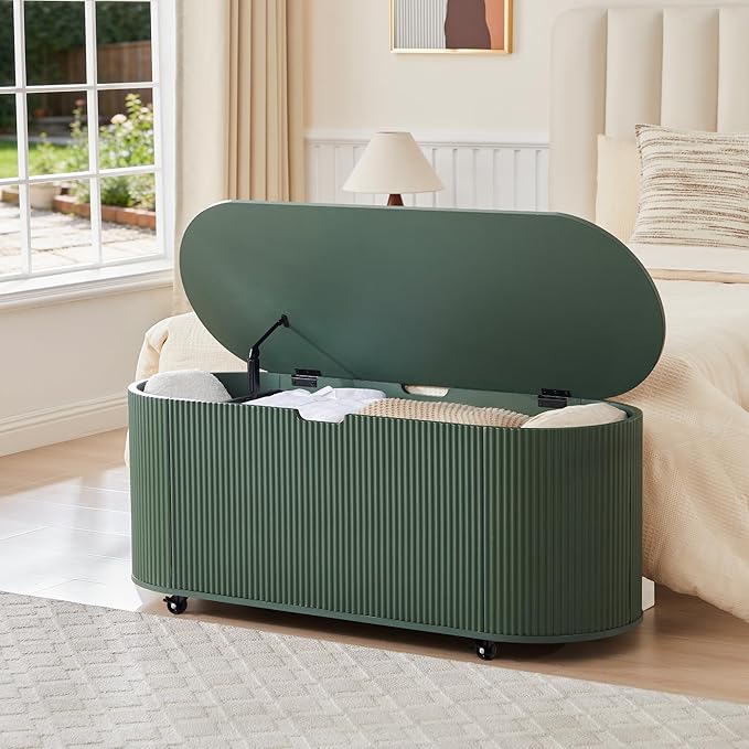 Fluted Oval Storage Bench with Lift Top