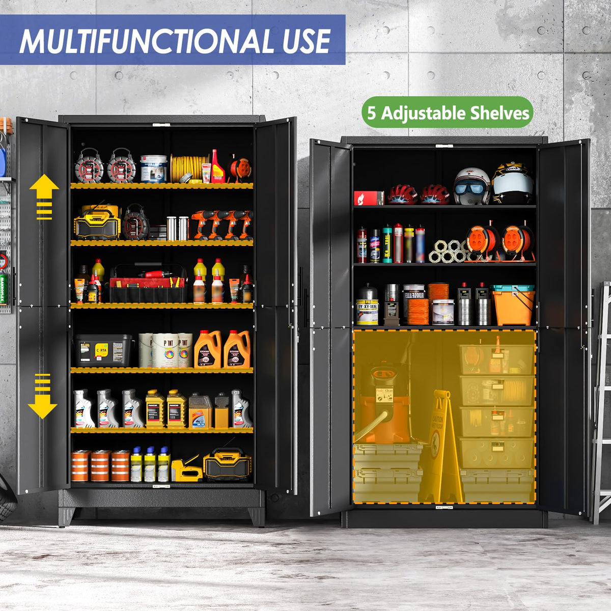AUEYTVR 78.7 Metal Garage Storage Cabinet with Locking Doors