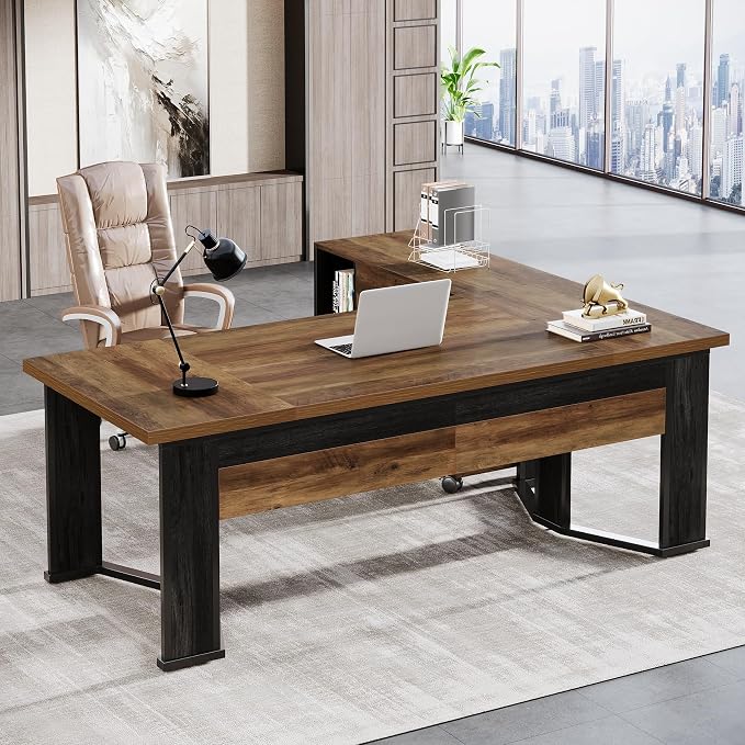 L-Shaped Desk with File Cabinet